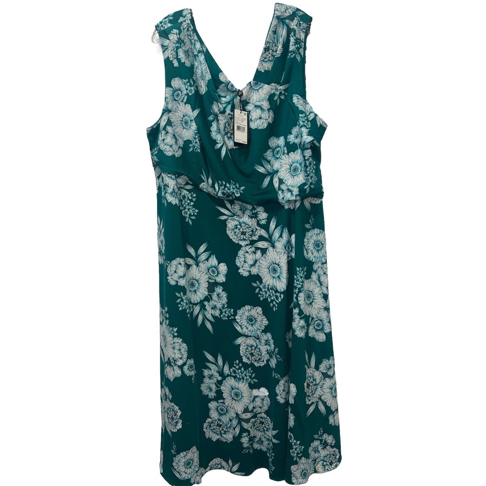 Adrianna Papell Plus Size 24W Teal Floral V-Neck Sheath Dress NWT AP1D104527